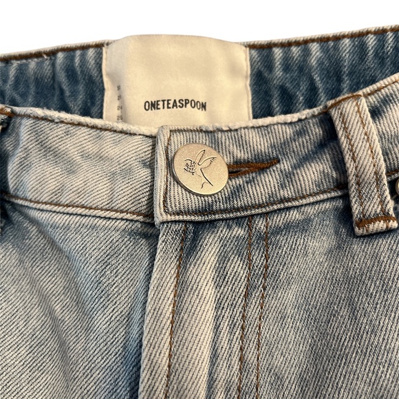 One Teaspoon Wilde Blue Truckers Mid Rise Straight Leg Distressed Rigid Jeans 27 - Picture 4 of 10